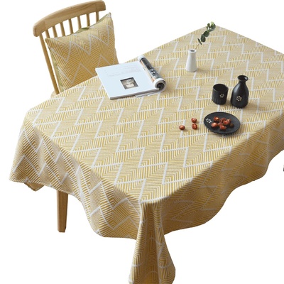 客厅中式风棉麻加厚椭圆形餐桌布