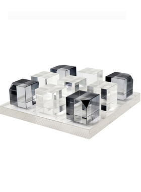 轻奢风透明水晶棋子售楼处摆件