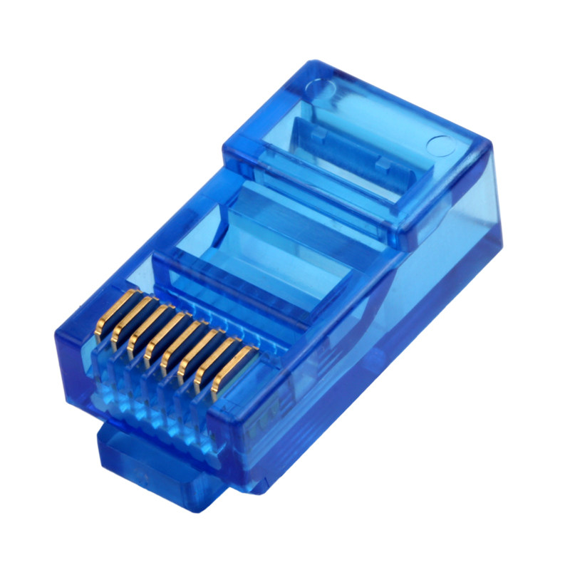 CAT5E镀金50U超五类水晶头连接器8p8c屏蔽RJ45水晶头网线接头包邮