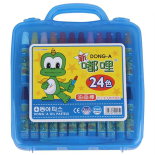 包邮韩国东亚油画棒 新嘟哩24色油画棒盒装 学生彩色蜡笔幼儿园用