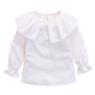 纯白打底衫春女童长袖T恤棉婴儿宝宝娃娃翻领秋冬绒公主上衣服