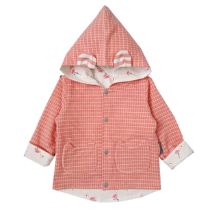 嘉怡贝儿带帽上衣 新款春秋衣服幼童男女宝宝卡通外套双层纯棉