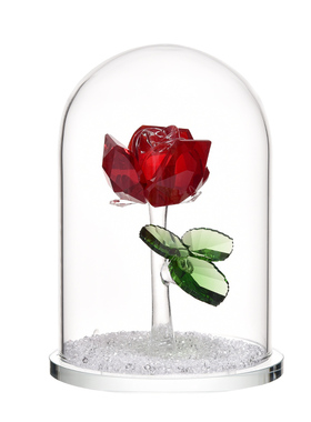 少女心水晶永生花玻璃罩小摆件