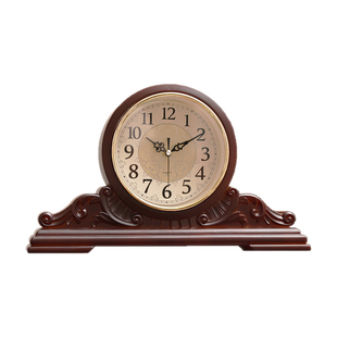 客厅座钟复古非实木大号老台式时钟表静音新中式博古架电视柜摆件