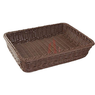 包邮仿藤面包篮蔬菜筐PP胶藤篮藤编长方形塑料筐子超市展示陈列篮