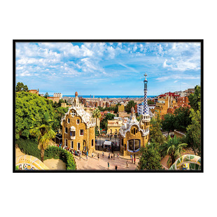 西班牙巴塞罗那装饰画欧洲城市风景晶瓷画星级酒店会客贵宾室挂画
