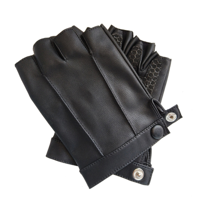 皮半指手套男女士骑车露指半截