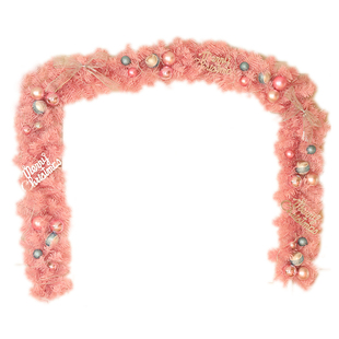 圣诞节装饰粉色藤条花环2.7米圣诞藤条加密圣诞树带灯橱窗场景