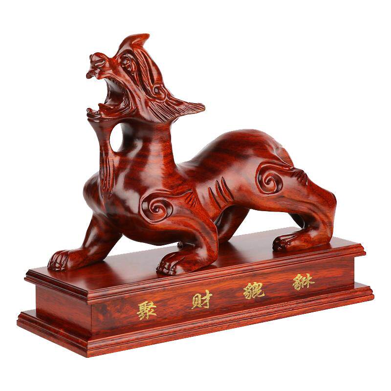 东阳玄关实木质貔貅开业工艺品