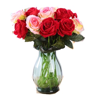 假花仿真花束家居装饰花单支玫瑰花绢花婚庆客厅摆设塑料干花包邮