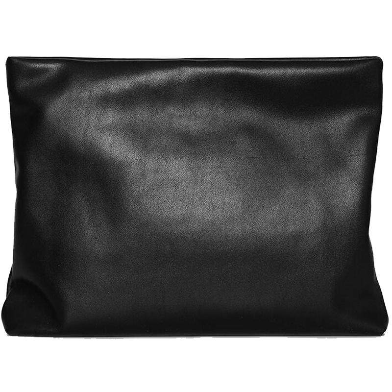 帕宾手抓包男款真皮手包男软皮大容量信封包手拿包男牛皮潮包黑色