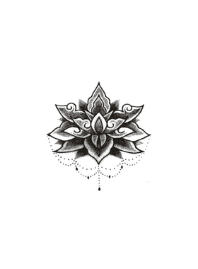 水墨手绘莲花瑜伽纹身贴