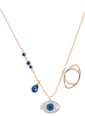 恶魔之眼项链女潮网红设计感水晶吊坠锁骨链简约气质玫瑰金饰品