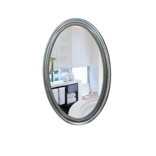 简约欧式浴室镜壁挂卫生间镜子复古椭圆形化妆美容镜幼儿园酒店镜