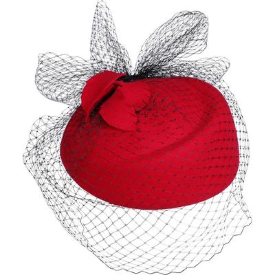 ee纱网羊毛呢名媛优雅风小礼帽