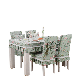 全棉帆布布艺椅套 椅子套 连体餐桌 凳子套 桌布桌旗桌罩定做