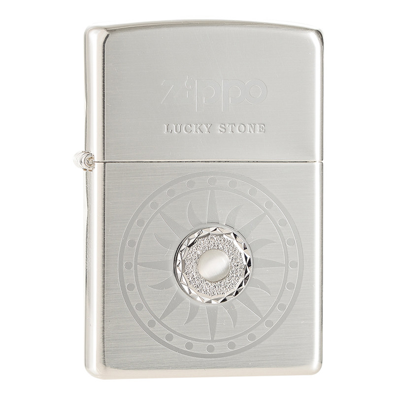 zippo镀银韩版紫色幸运石打火机