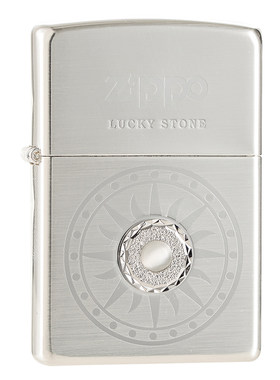 zippo镀银韩版紫色幸运石打火机