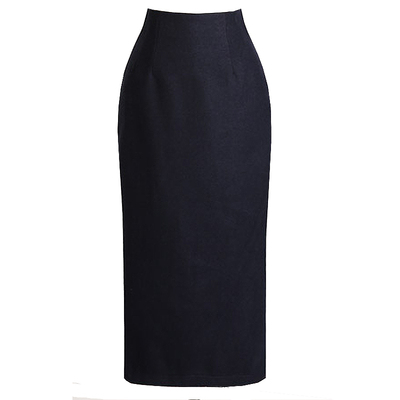 毛呢包臀高腰一步裙中长款半裙