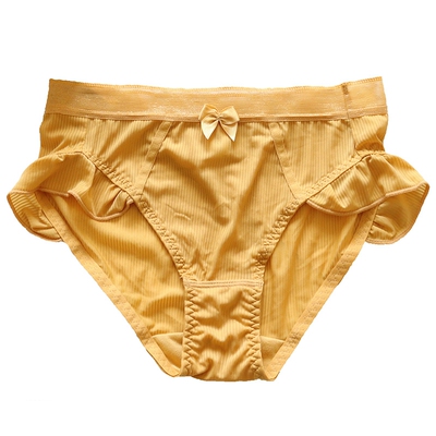 N545舒适女士中高腰条纹牛奶丝荷叶边甜美可爱女生内裤 M/L/XL