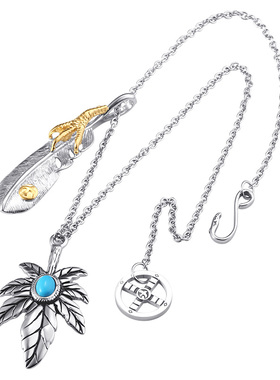 高桥吾郎叶子羽毛吊坠钛钢项链男