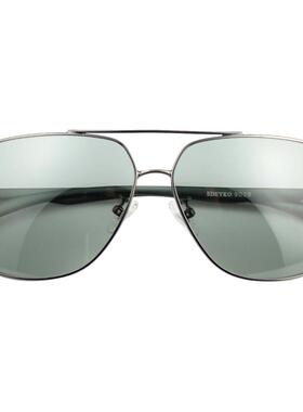 变色男士两用浅色双梁大方框眼镜