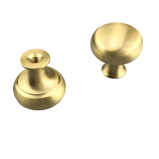 中欧式地中海纯黄铜拉手抽屉衣橱鞋柜门简约实心圆形单孔金色把手