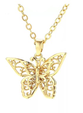 INS超美辣妹镂空蝴蝶镀金吊坠