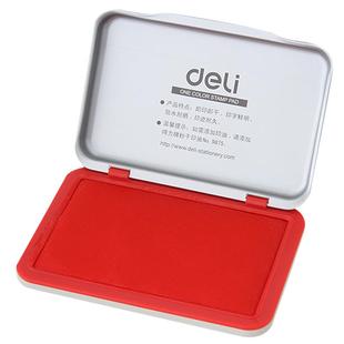 得力印泥印台红色大号圆形蓝色油性秒干印尼印章泥盖章财务按手红印泥指纹办公用品宝宝婴儿手脚印泥商务印泥