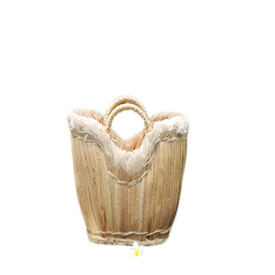 泰国手工草编包 INS设计师DIY 原创手工设计带内衬拉链双层草编包