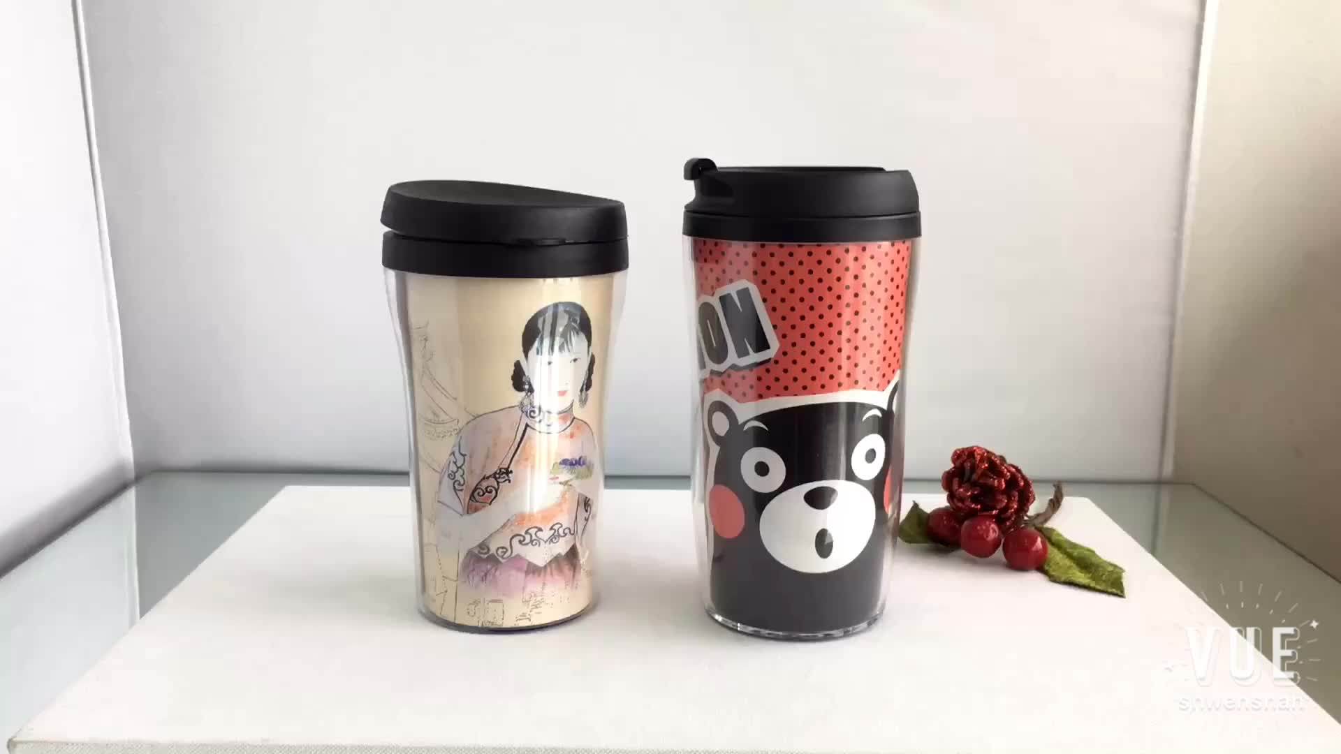 Hot Sale Plastic Travel Mugs Plastic Double Wall Coffee Cup With Lid