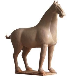 唐三彩仿古马摆件白马野马陶瓷器软装酒店复古做旧古董古玩收藏