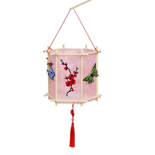 新年儿童古风灯笼diy手工制作材料包中式宫灯仿古手提花灯纸发光