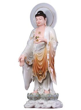 汉白玉佛像家用双莲西方三圣摆件