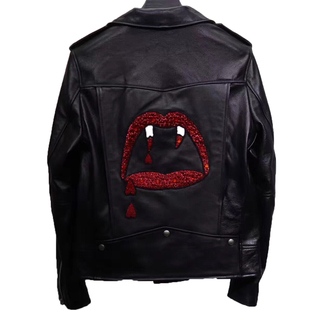 17FWSLP风格皮衣血牙重工款 牛皮皮衣 男女真皮机车皮衣L01