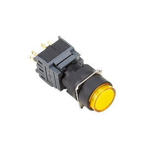 供应16MM带灯自复自锁按钮开关LED防水电源开关启动点动AH164-TL