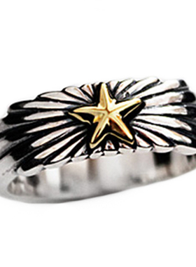 五角星光芒纯银戒指