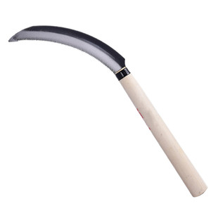 双狮小锯镰农用小镰刀锄草镰小号锯齿全钢割草刀木柄禾刀连刀