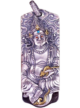 黄财神刀纯银挂件吊坠项链