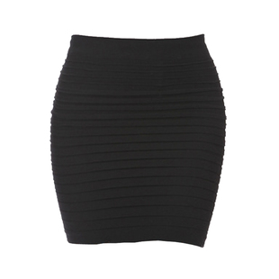 短裙女夏天细条纹包臀裙一步裙褶皱弹力大码半身裙子纯色显瘦气质