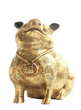 补缺角铜猪摆件福猪工艺品