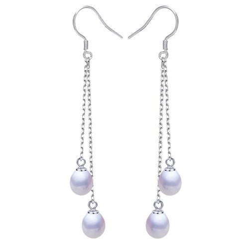 【古蒂】长款天然淡水珍珠耳坠S925纯银珍珠耳勾防过敏珍珠耳环女