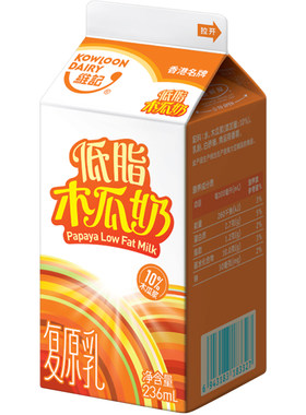 维记巴氏杀菌低脂巧克力木瓜奶236ml低温冷藏新鲜配儿童早餐