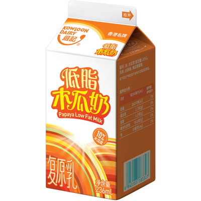 维记巴氏杀菌低脂巧克力木瓜奶236ml低温冷藏新鲜配儿童早餐