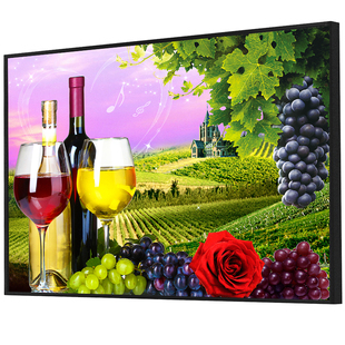 餐厅装饰画饭厅厨房挂画轻奢铝合金有框挂画水果酒杯壁画单幅墙画