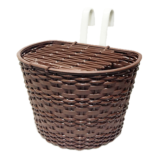 自行车塑料车筐前车蓝挂篓电动车书包篮子折叠车仿藤编带狗狗加大