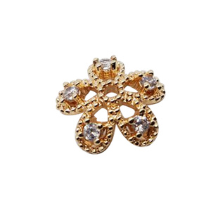 强保色14K铜包厚金镶白色锆石花托手工diy手串隔珠花帽手链隔片