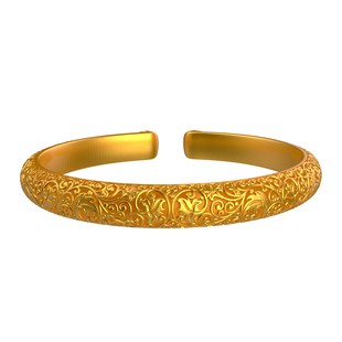 新品金米黄金福祉金旨意·万事如意手环 足金花丝缠枝古法手镯