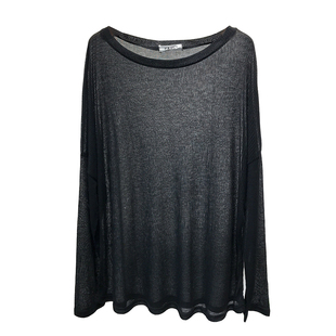 薄款透视针织长袖T恤女韩版宽松大码慵懒风上衣防晒衣罩衫潮性感