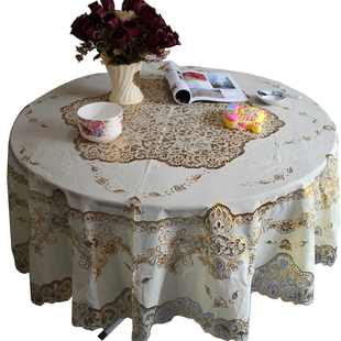热卖PVC烫金圆桌布台布餐桌布防水防油田园镂空150CM 180CM圆特价